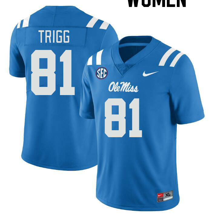 Women #81 Michael Trigg Ole Miss Rebels College Football Jerseyes Stitched Sale-Powder Blue - Click Image to Close